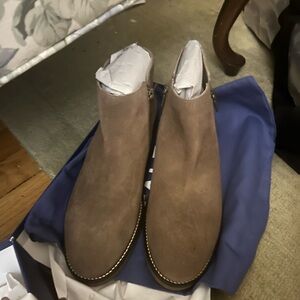 Women's Taupe Suede Side-Zip Ankle Booties